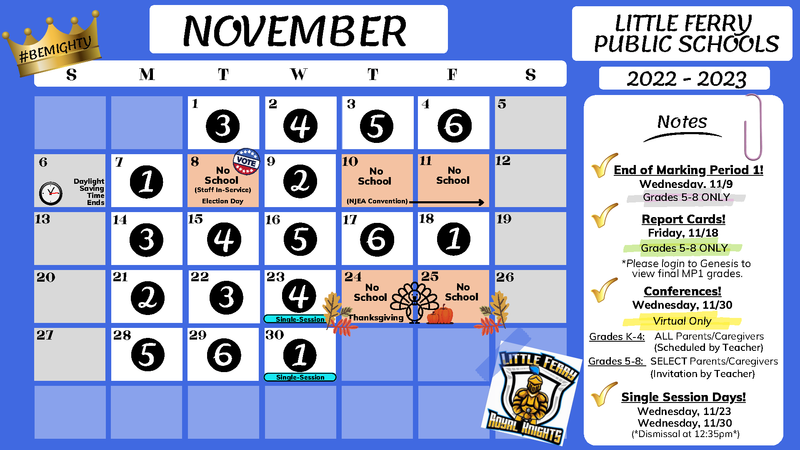 November School Schedule