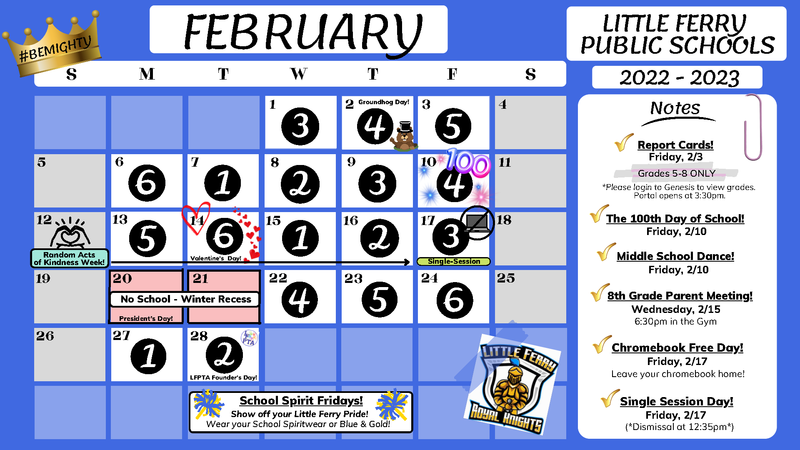 LFPS February Schedule at a Glance
