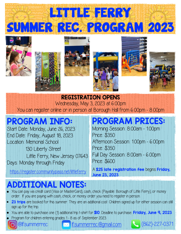 Summer Rec. Registration for 2023 Program