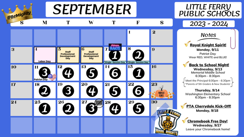 September Reminders Calendar